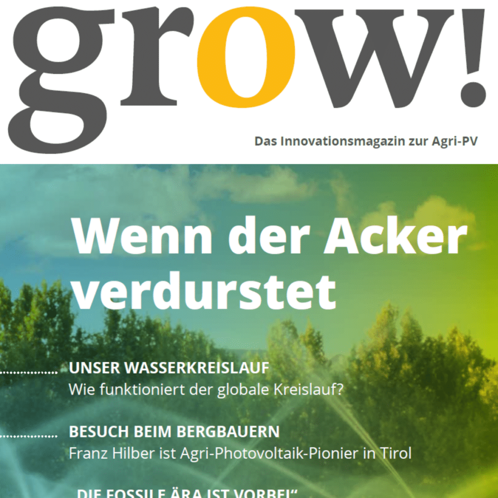 grow Das Innovationsmagazin zur Agri-PV Cover Ausgabe 1