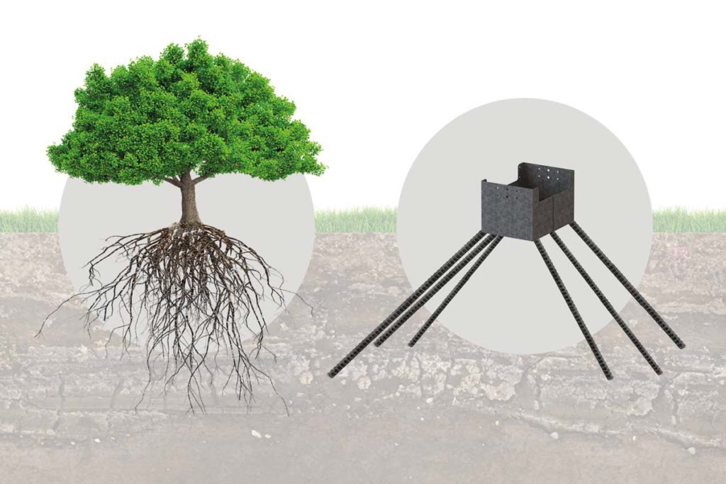Agrivoltaic spider anchors are modeled after tree roots